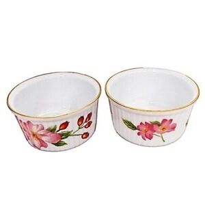 Vintage Pair of 1978 Royal Worcestshire Fine Porcelain Pershore Ramekins